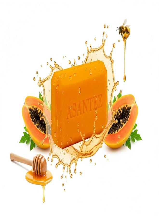 ASANTEE PAPAYA & HONEY Soap Bars with Vitamin C,E and Q10 Skin Cleansing 4.40 Oz New - Image 2